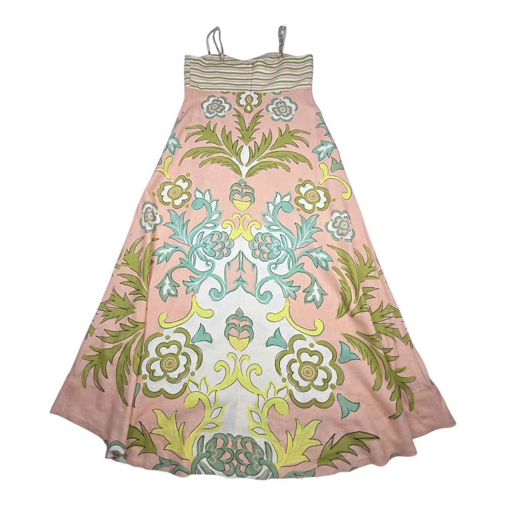 Anthropologie Maise Studio Maxi Lucia Dress M Pastel Floral Linen Blend Boho